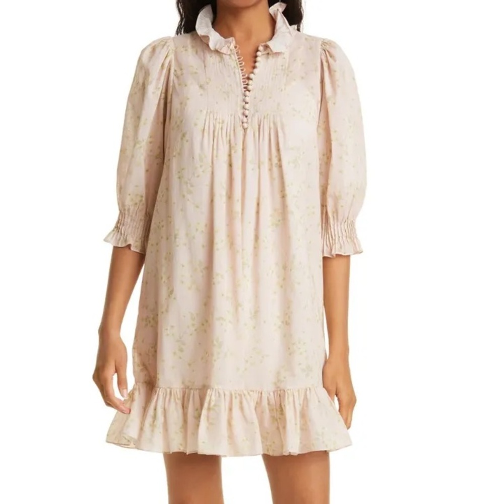 {Rebecca Taylor} Adela Floral Cotton Voile Dress, Size M